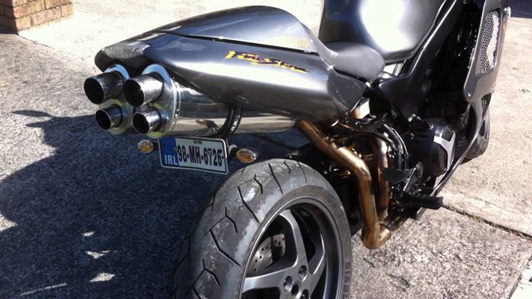 motorcycle with exhaust under seat