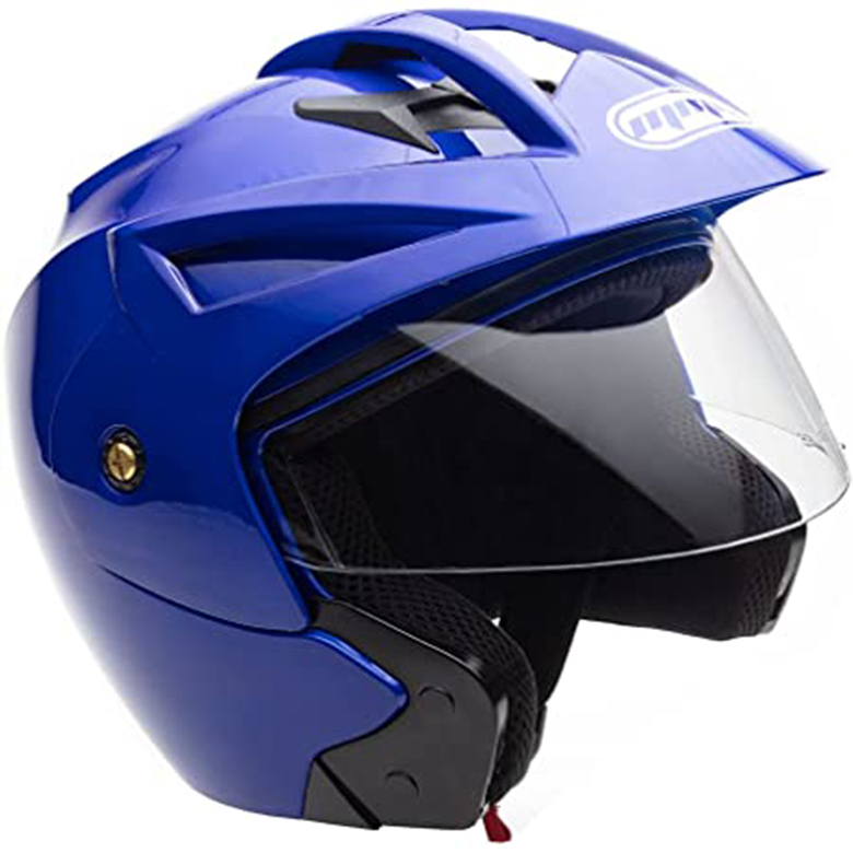 Matte Black Blue, Large MGAH26 MMG Motorcycle Full Face Helmet DOT Street Legal Comes with Clear Shield and Spare Smoked Shield 