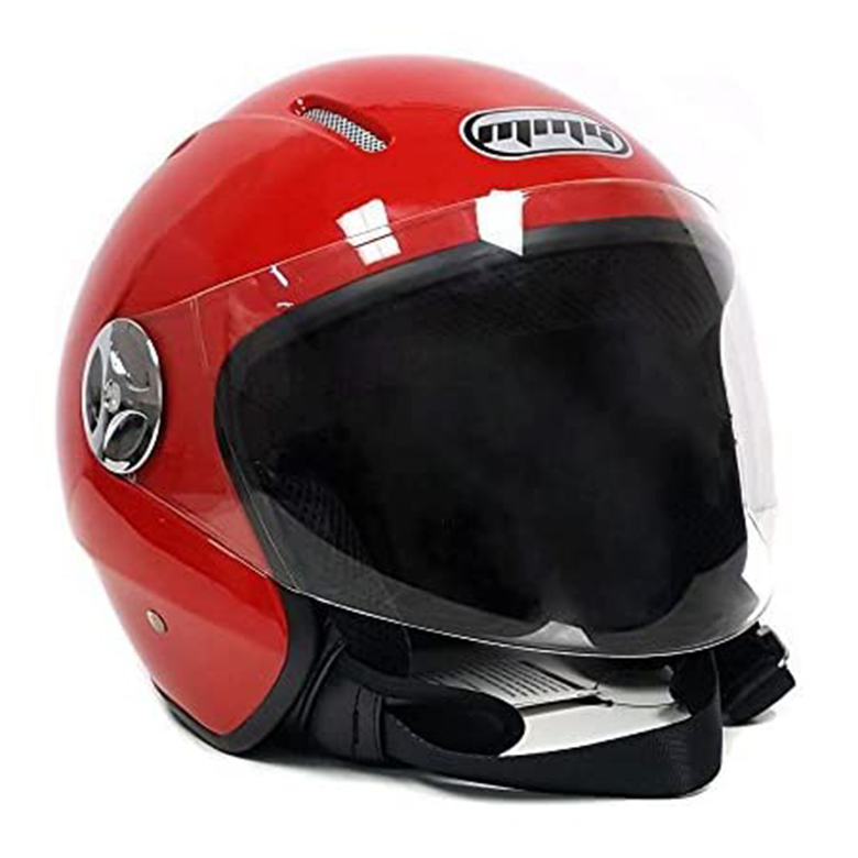 Medium Flip Up Shield Glossy Red MMG 203 Motorcycle Scooter Street Open Face Helmet DOT 